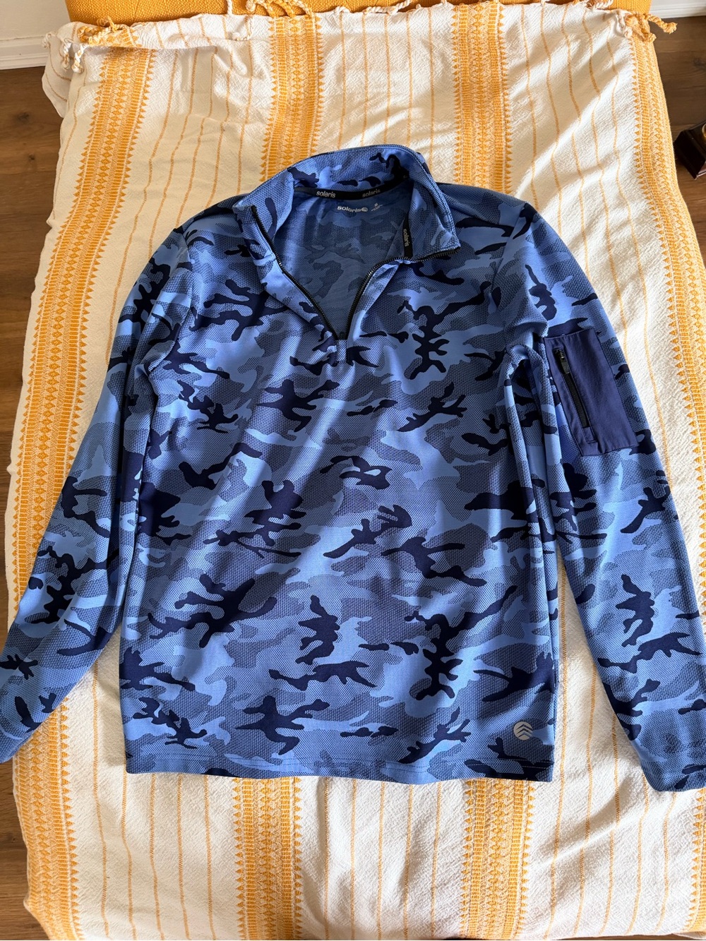Blue Camo Quarter-Zip Pullover Shirt